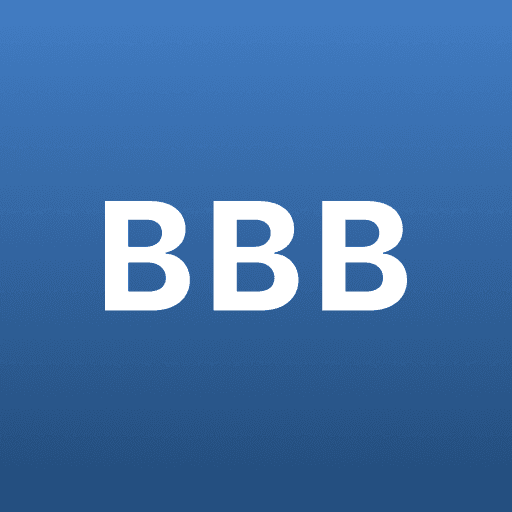 Better Business Bureau logo on blue background